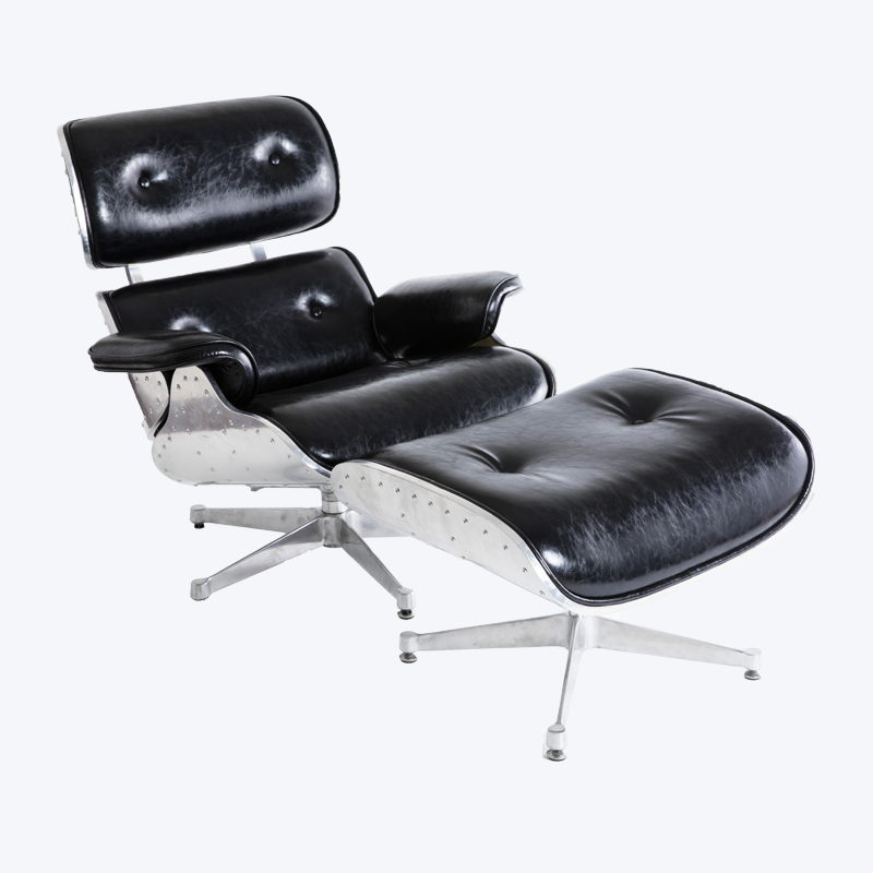 Kerusi Eames Klasik Kerusi Lounge Aloi dan Bangku Kaki GK85-ALM